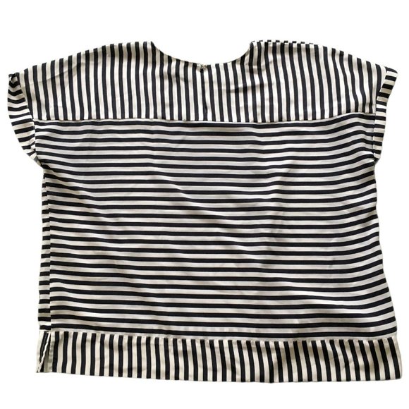 CJ Banks Striped Blouse Top Navy Blue & White Plus Size 3X Short Sleeves Light - Picture 4 of 9
